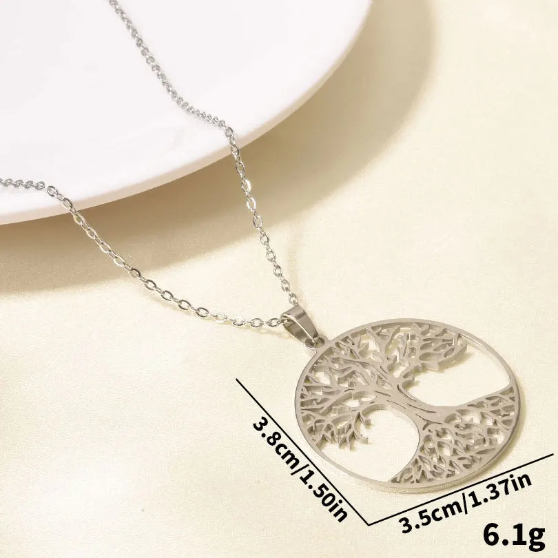Long Chain Around Neck Necklaces For Women Men Accessories Stainless Steel Pendant Necklace Tree Of Life Charm Male Jewelry Gift