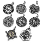 Norse Viking Rune Round Pendant Necklace — Stainless Steel