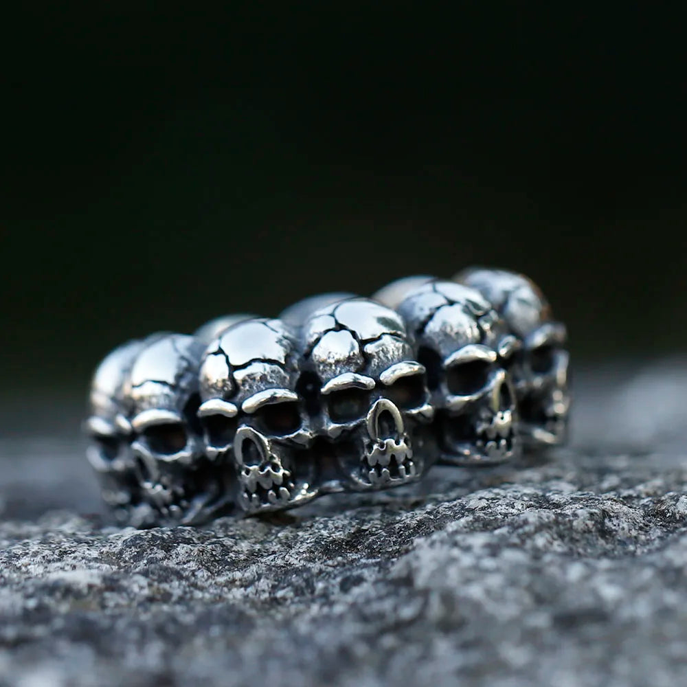 2023 NEW Men's 316L stainless steel rings Unique Skull ring Vintage Aegishjalmur PUNK Jewelry Gifts free shipping