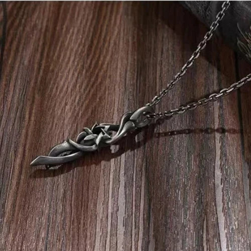 Hexagram Thorn Pendant Necklace — Silver-Tone, 60cm