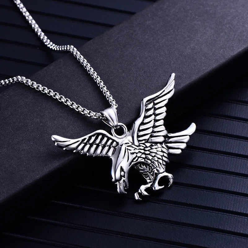 Gold Eagle Pendant Necklace Stainless Steel