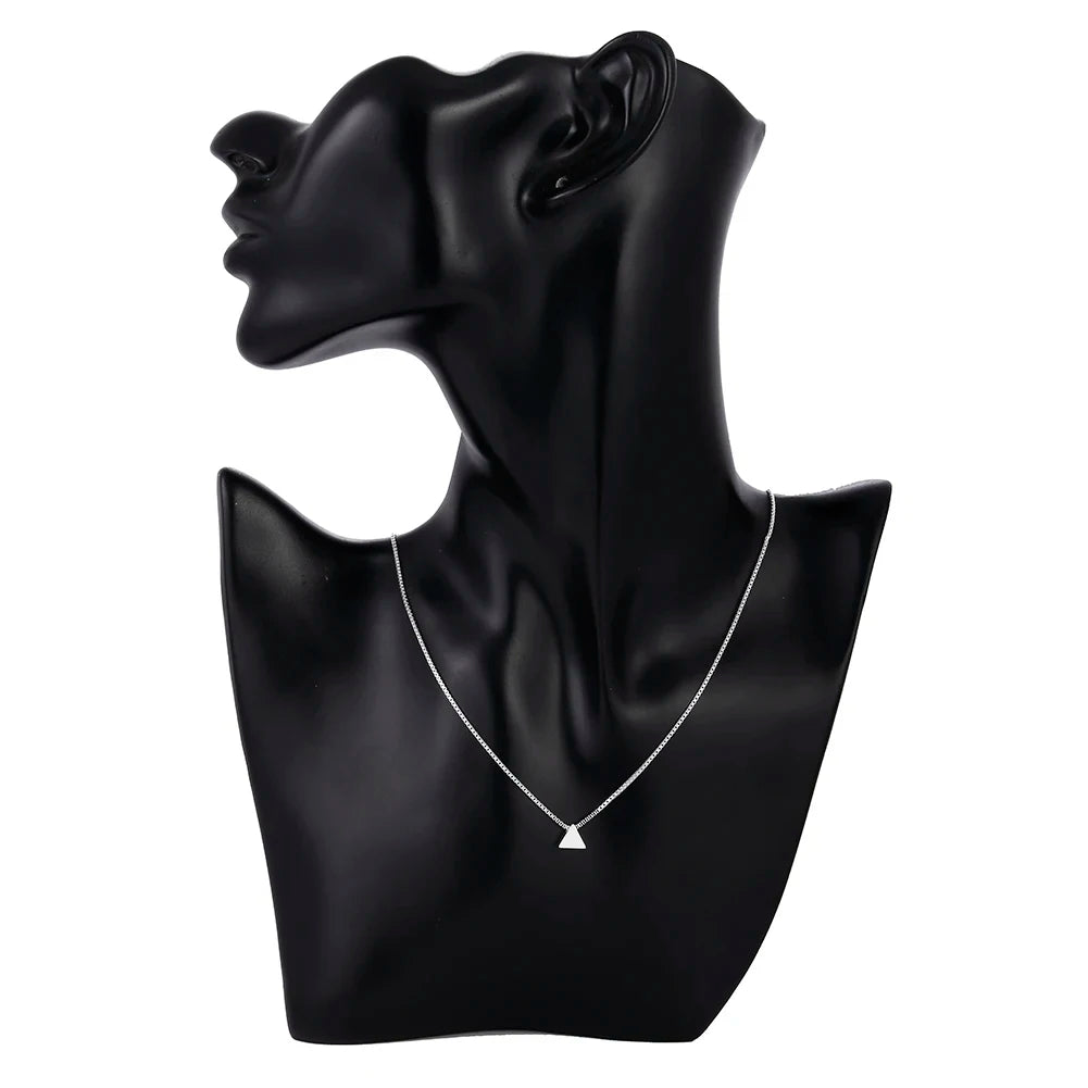 925 Sterling Silver Necklace 18 inches Box chain Simple geometry triangle Pendant For Women Fashion Jewelry Christmas Gifts