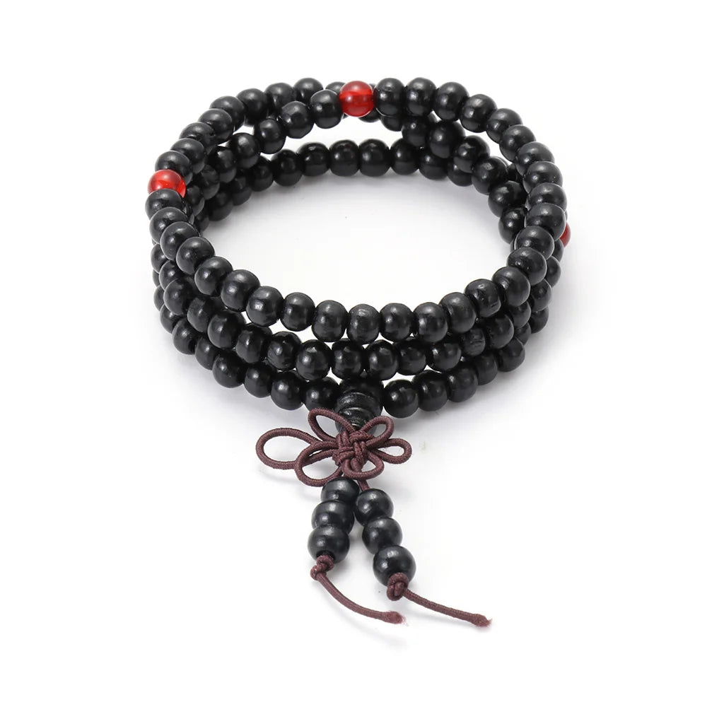1Pc Wood Bead New Buddha Bracelet Buddhist Bangle Prayer Beads Copper Coin Women Men Lucky Religion Bracelets Charm