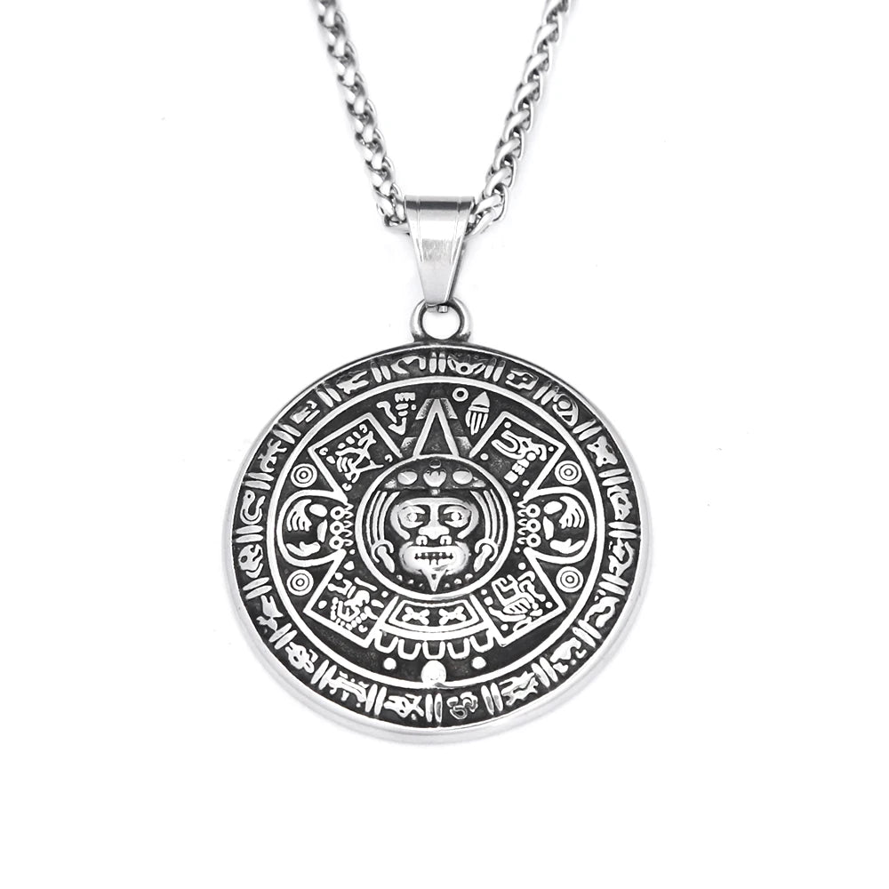 Mayan Symbol Pendant — Black Stainless