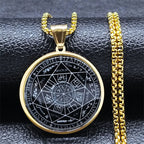 Seal of Seven Archangels Medal Stainless Steel Glass Necklace Seal of Solomon Talisman Necklace Protection Jewelry