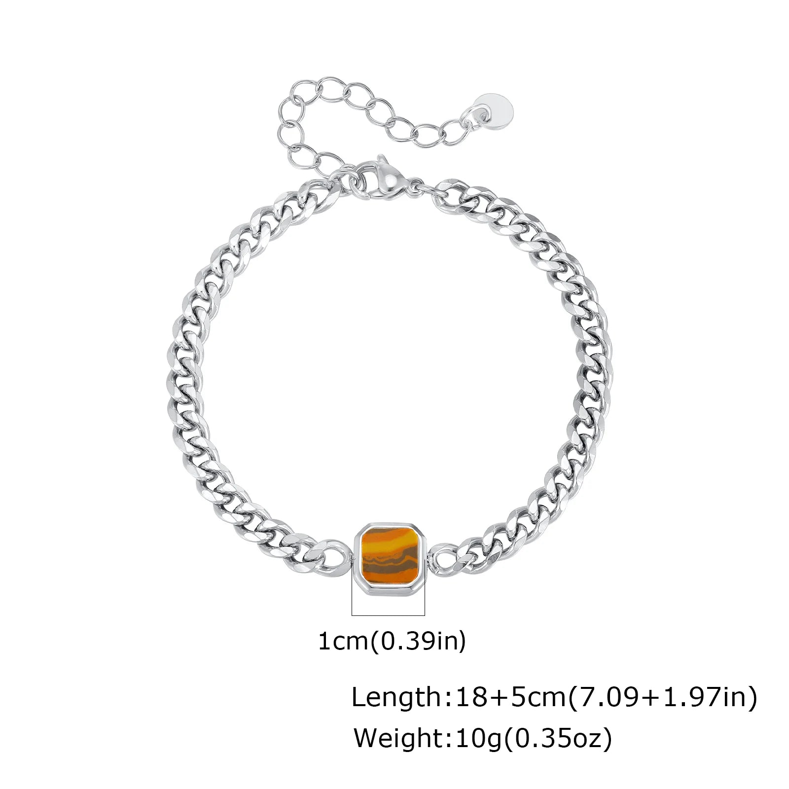 Trendy Stainless Steel Cuban Chain Bracelet for Men, Fashion Square Charm Waterproof Bracelet, Punk Classic Jewelry Gift