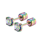 4 Prong CZ Zircon Stud Earrings — Cartilage Screw Back Piercing