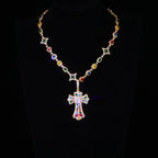 Iced Cross Pendant Necklace