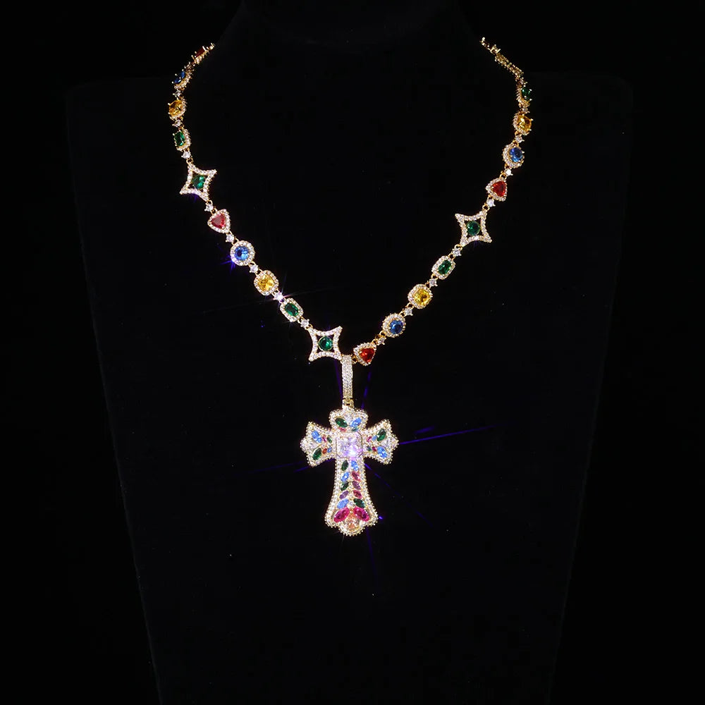 Iced Cross Pendant Necklace
