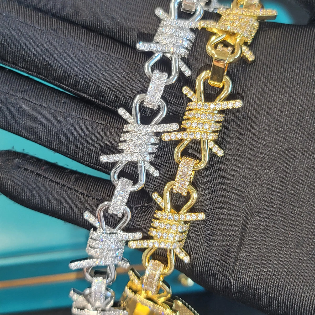 Fully Icy Bracelet Personalized Spike Necklace Gothic Jewelry Gifts For Him Her Infinite Link Chain Party Accessories