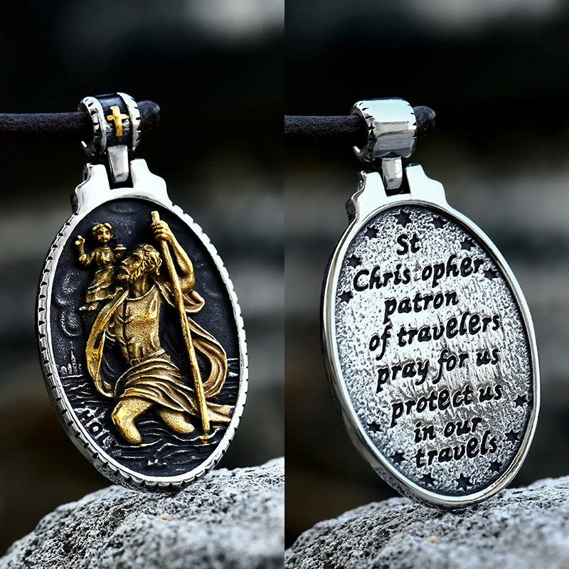 St Christopher Men's Patron Saint Of Time Travelers Archangel Michael dragon slayer st george Pendant Chain Necklace
