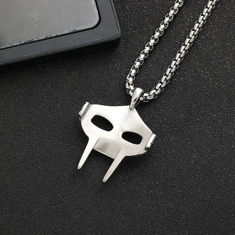 Vintage Creative MF DOOM Mask Pendant for Men Hip Hop 316L Stainless Steel Skull Mask Necklace Party Jewelry Gift