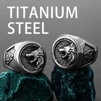 Viking Valknut Rune Wolf Head Ring Men's Fashion Personality Animal Stainless Steel Finger Ring Biker Party Club