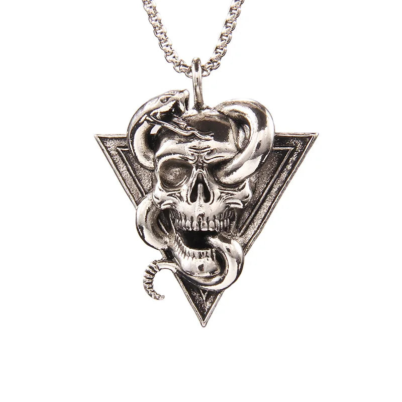 Skull Steel Pendant European American Snake Wrapped