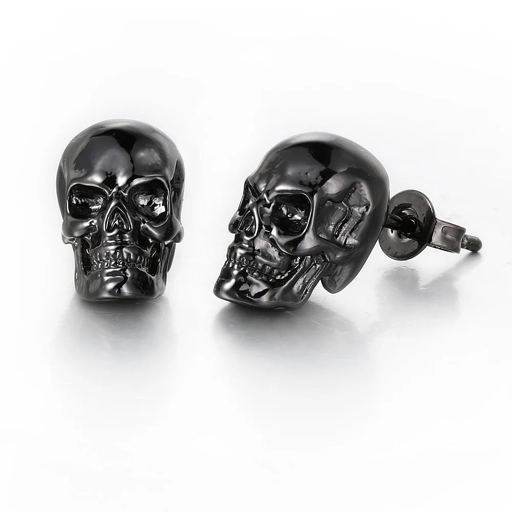 Skull Stud Earrings — Stainless Steel