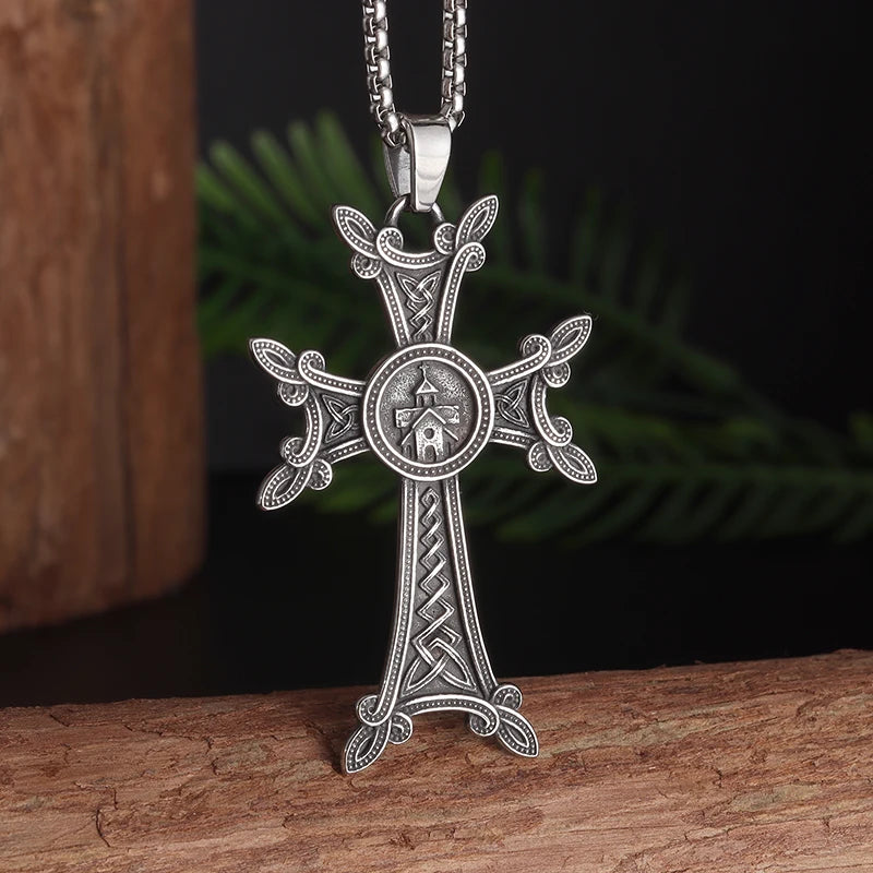 Vintage Catholic Cross Pendant Necklace — Amulet