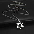Amulet David Star Men Pendant Necklace Gold Color Kabbalah Jewish Charms Judaica Israel Religious Symbols Supernatural Jewelry