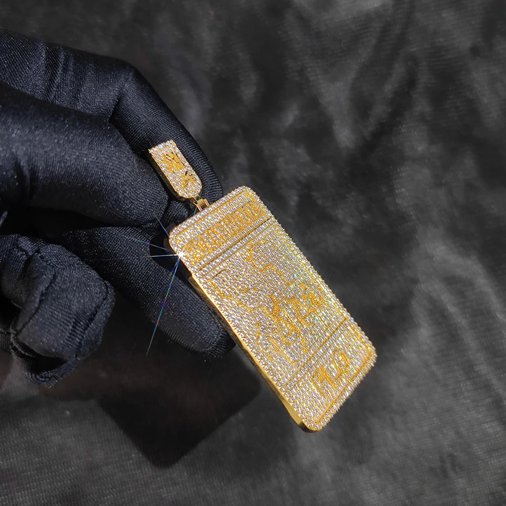 Iced Out Logo Tag Pendant Necklace