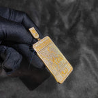 Iced Out Logo Tag Pendant Necklace