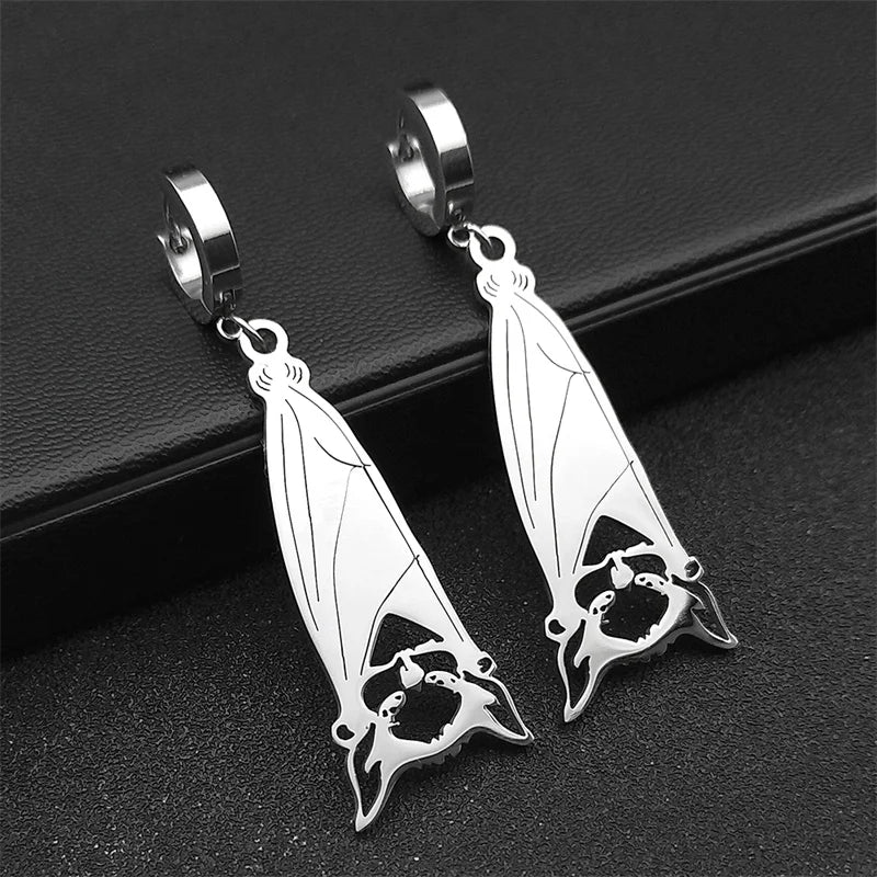 Gothic Silver Pendant Dark Style Owl Long Drop