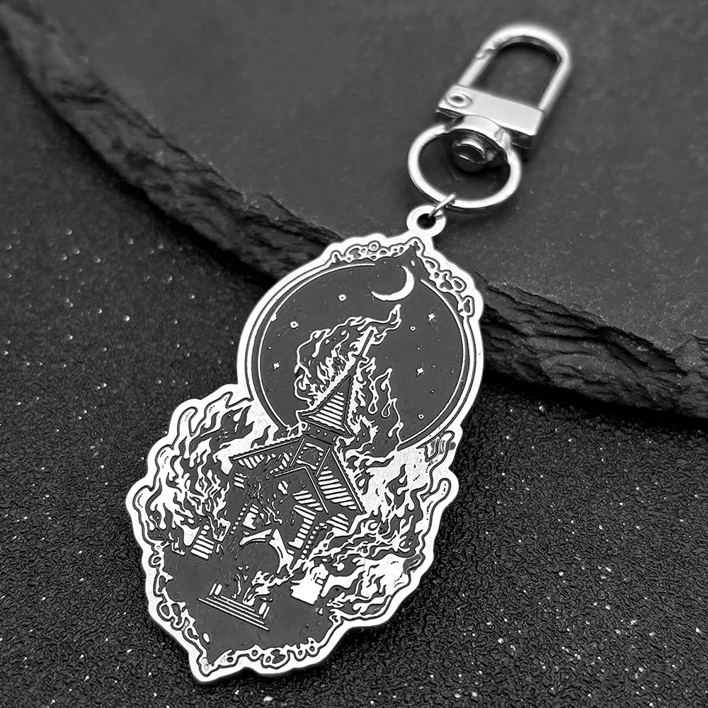 Key Silver Chain Dark Burning Church Crescent