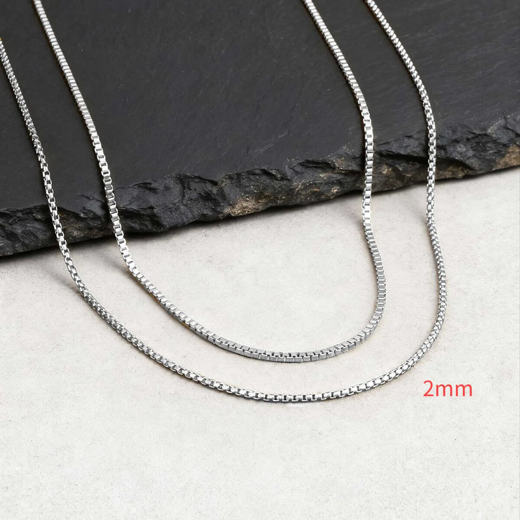 Two-Tone Box Chain Necklace Set — Stainless Steel