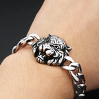 Vintage Domineering Tiger Lion Head Charm Bracelet For Men Women Stainless Steel Fashion Gothic Animal Jewelry Gift