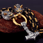 Nordic Celtic Wolf Men's Necklace Pendant Viking Wolf Head Stainless Steel Pendant Scandinavian Rune Amulet Jewelry
