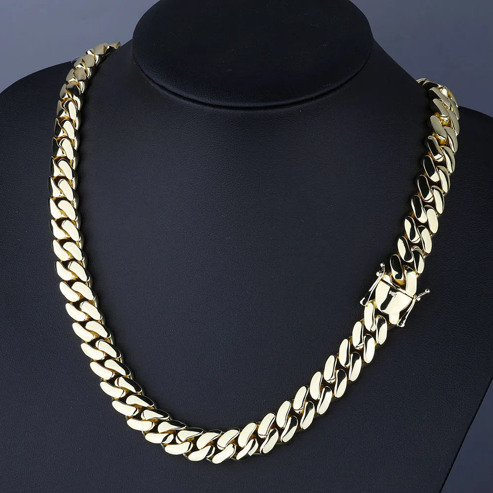 Gold Cuban Chain Necklace 10/12/22MM Brass