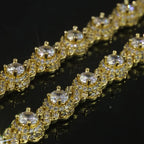 Gold Cuban Bracelet Iced Out 7.5MM Round Bead