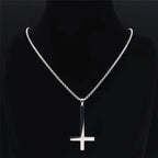 Witchcraft Pagan Stainless Steel Upside Down Cross Necklace Women/Men Inverted Cross Necklace Jewelry collier N8373S02