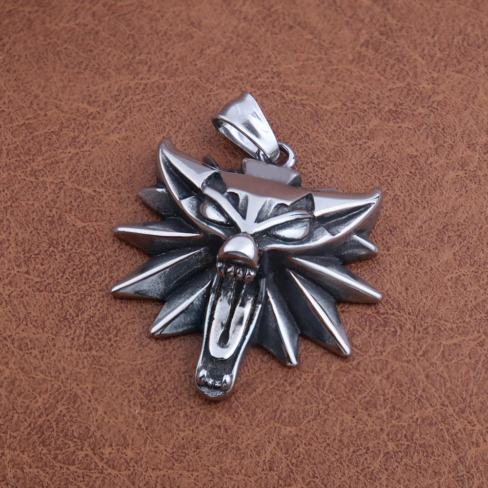 Viking Wolf Stainless Steel Pendant Necklace