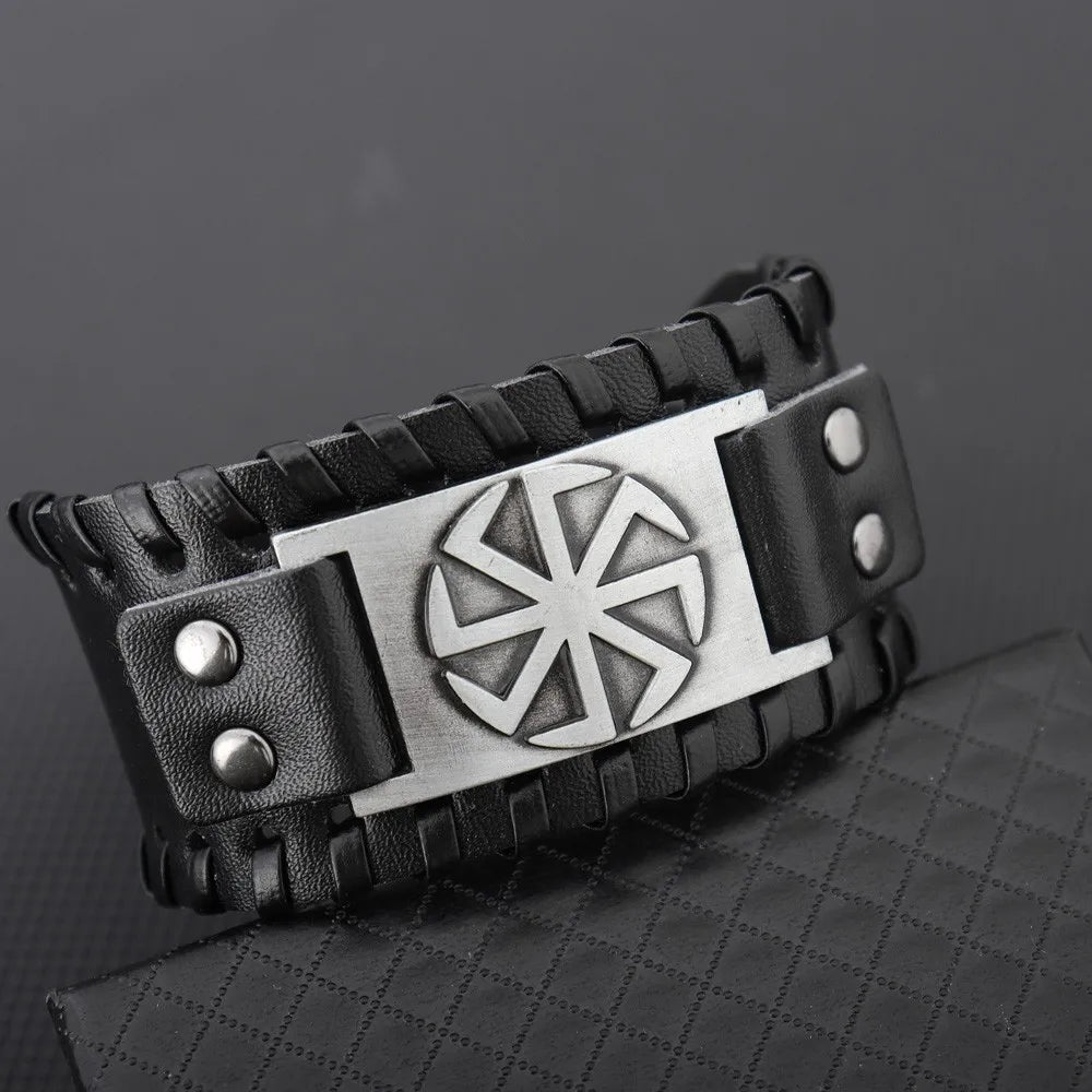 2025 Totem Design Nordic Lucky Compass Bracelet Viking Men's Bracelet New Trendy Fashion Leather Woven Accessories