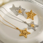 Pentagram Geometric Chain Necklace — Gold-Tone
