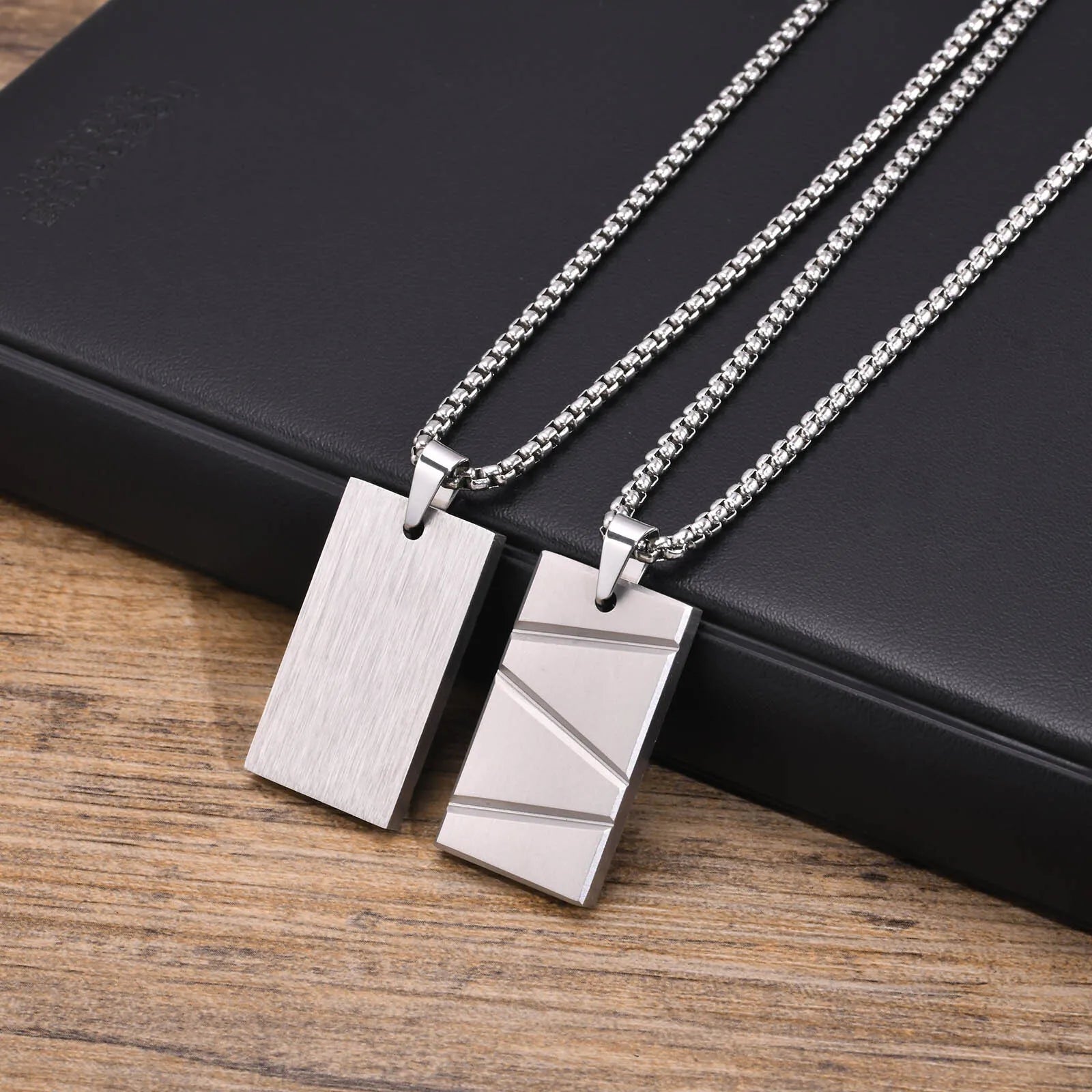 Dog Tag Pendant Necklace — Stainless Steel