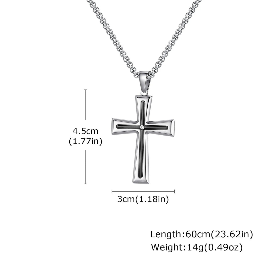 Minimal Cross Pendant — Silver Stainless