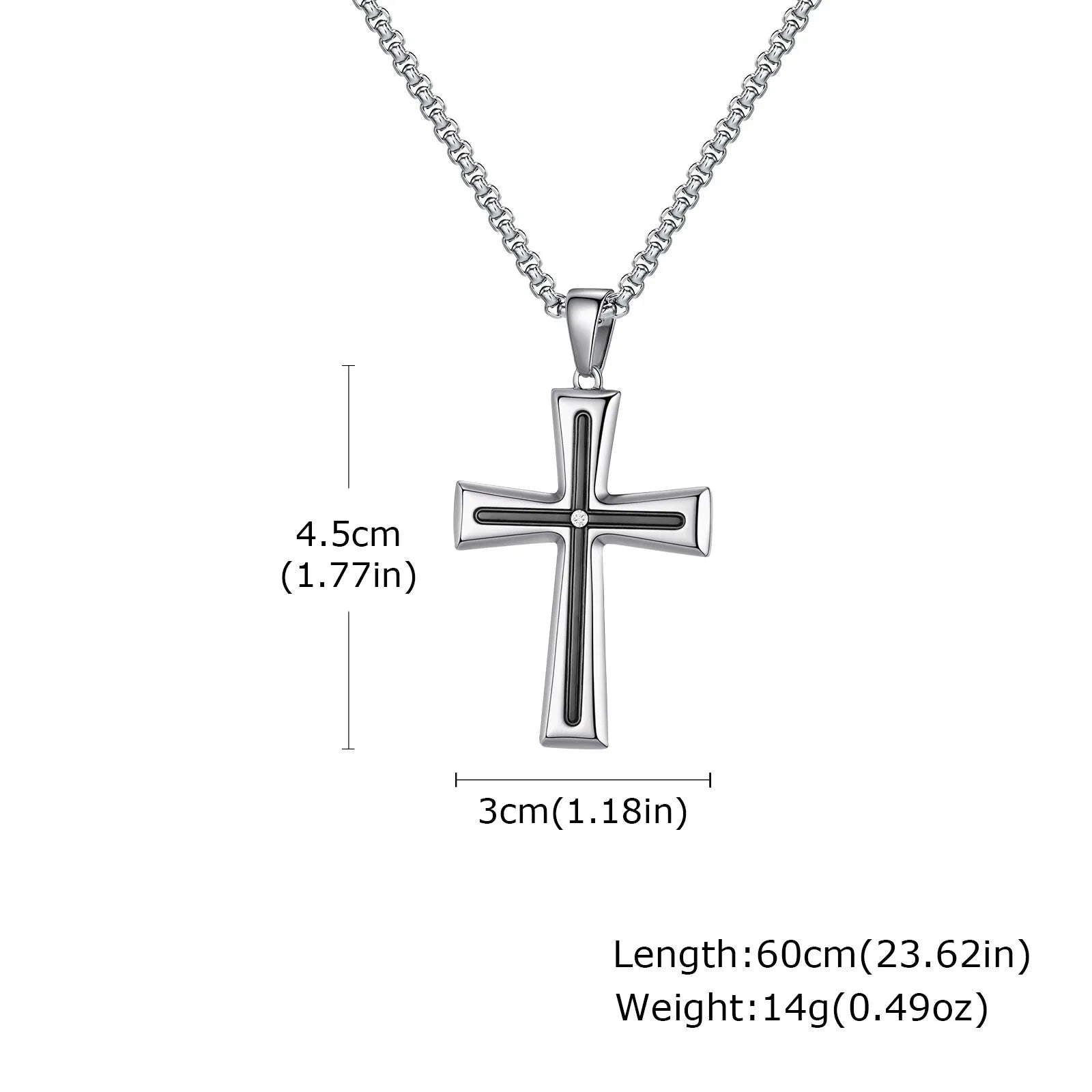 Minimal Cross Pendant — Silver Stainless