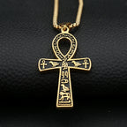 Vintage Fashion Ancient Egyptian Ankh Cross Pendant Necklace For Men Women Stainless Steel Amulet Jewelry Gifts