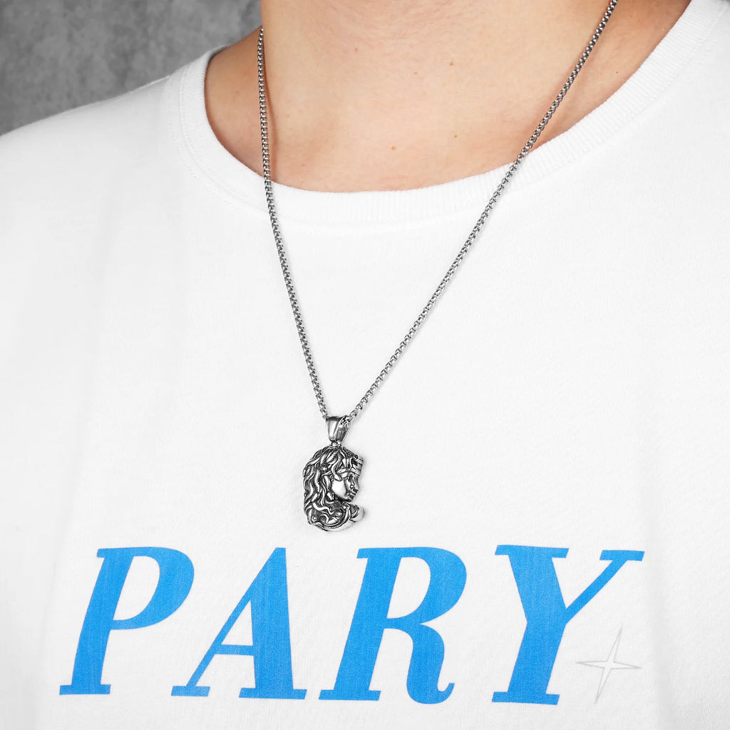 Medusa Snake Pendant Necklace Stainless Steel Greek
