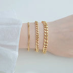 3-7mm Chunky Miami Curb Chain Bracelet for Men, Stainless Steel Cuban Link Chain Wristband Classic Punk Heavy Male