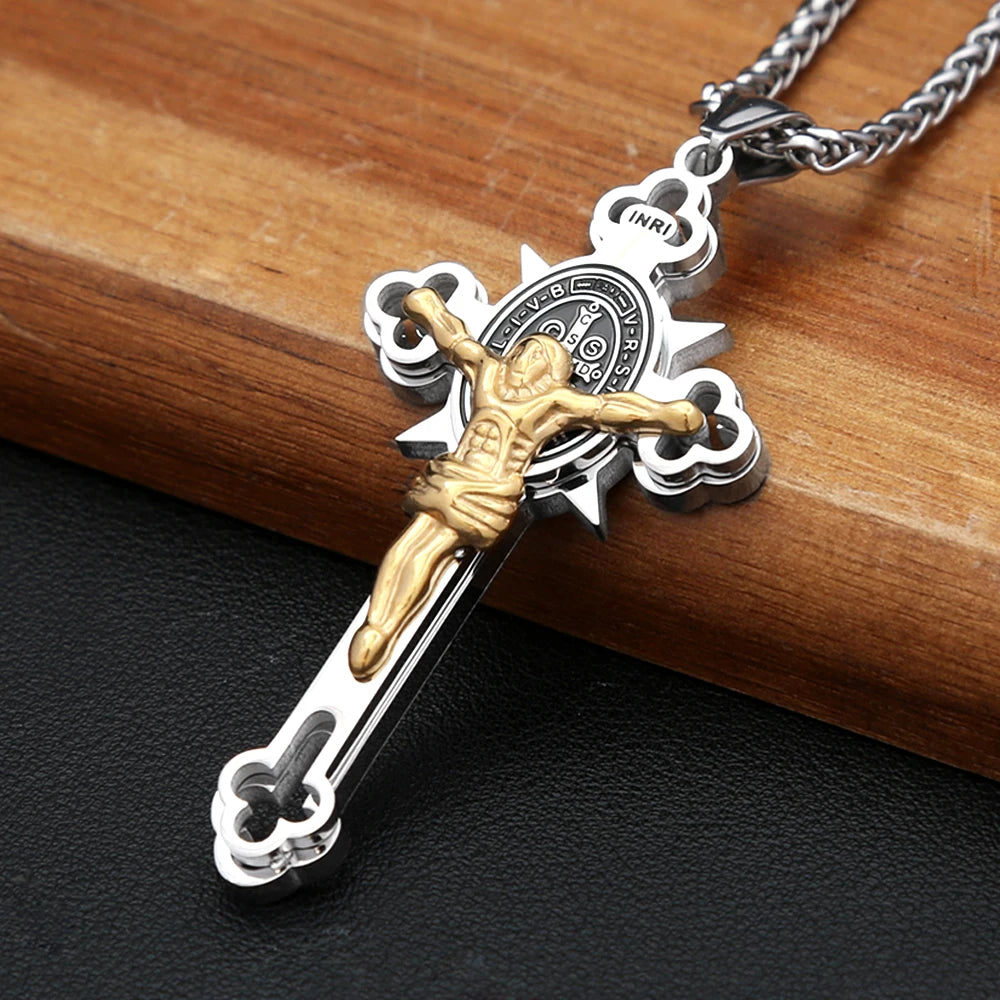 Cross Jesus Christ Steel Pendant 316L Religious