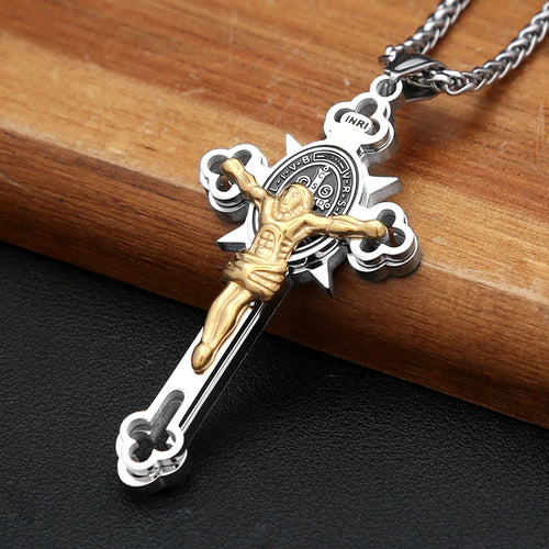 Cross Jesus Christ Steel Pendant 316L Religious