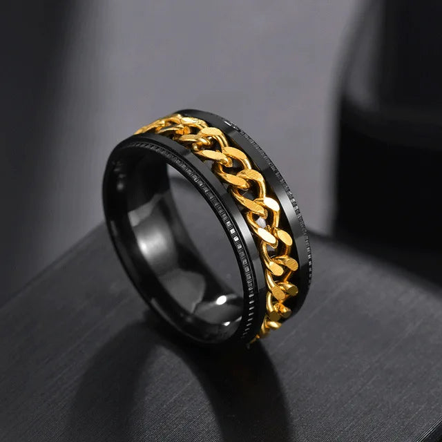 Rotatable Chain Spinner Ring — Two-Tone