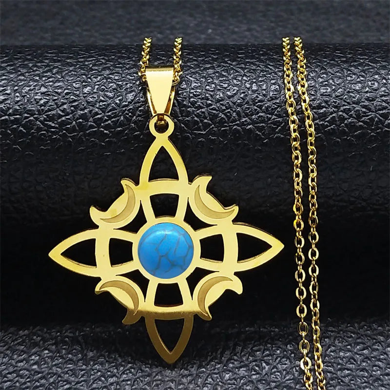 Viking Steel Pendant Celtic Knot Crescent Moon