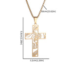 Catholic Jesus Cross Stainless Steel Pendant Necklace for Men Women Vintage Christian Prayer Jewelry
