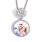 Statement Photo Pendant Necklace Rose Medallion