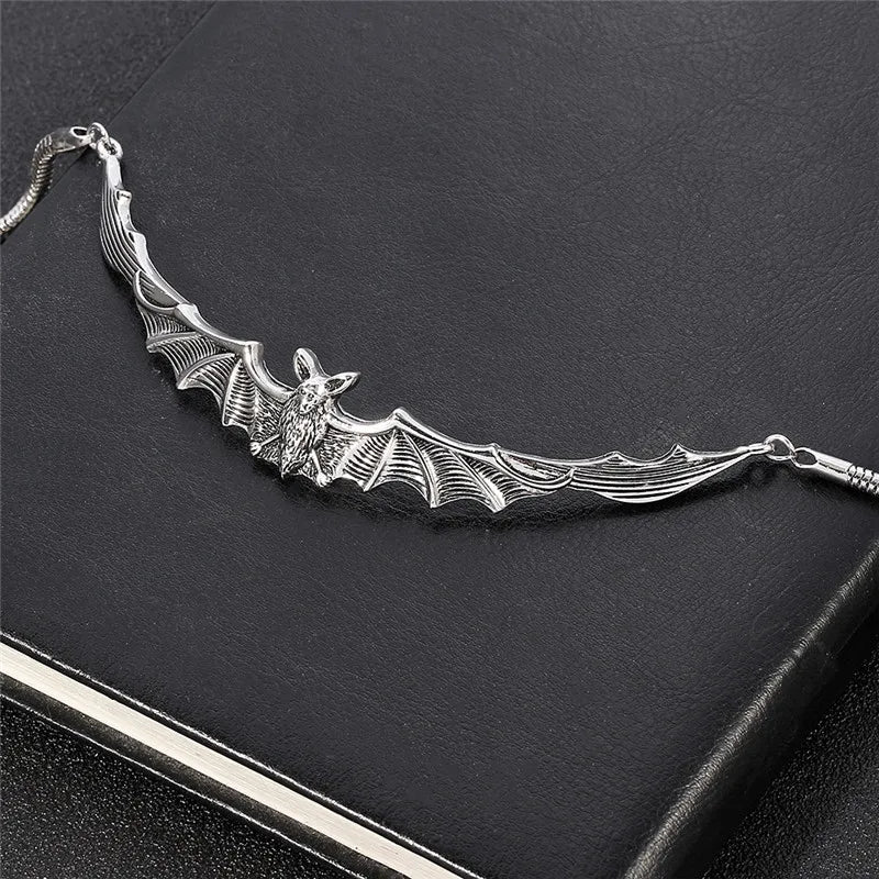 Gothic Silver Plated Bat Chocker Necklace Vampire Bat Pendant Necklace Dark Style Choker Bat Jewelry Gift Women Girls