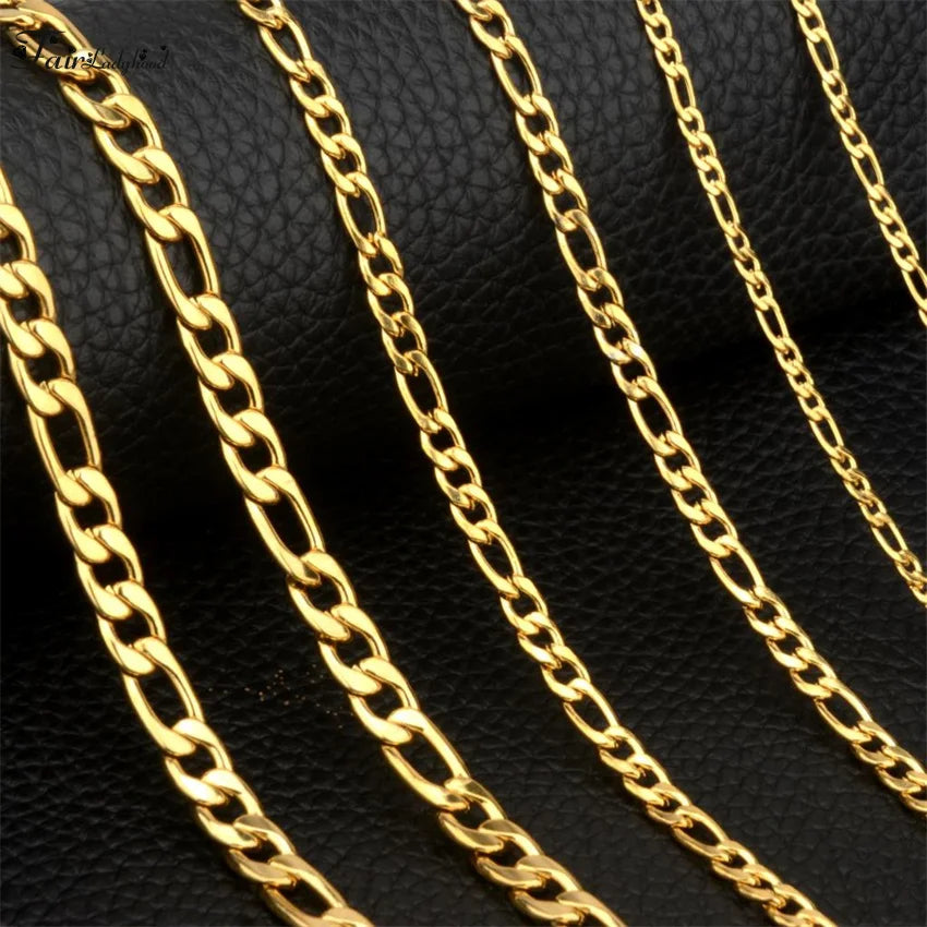 Fashion New Figaro Chain Necklace For Men Punk Silver Color Stainless Steel Long Necklace Men Hip Hop Jewelry Gift