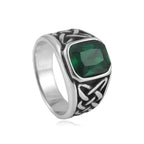 Viking Steel Ring Vintage Nordic Knot Rune Square
