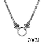 Animal Pendant Necklace Wolf Dog Skull Snake — Stainless Steel